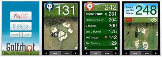 Screenshots from the GolfShot iPhone App