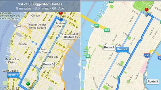 Comparing Google Maps versus Apple Maps