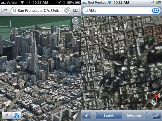 Apple Maps in Flyover View Apple Maps in Flyover View