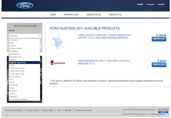 Ford navigation system updates