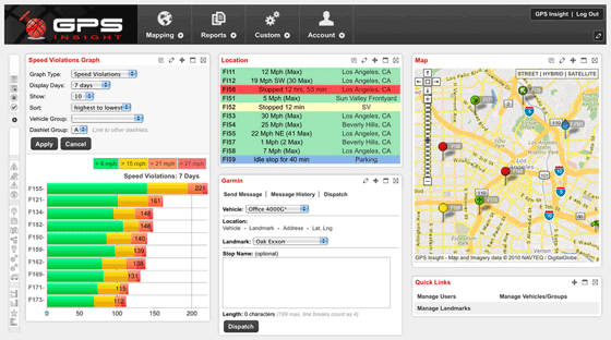 GPS Tracking Dashboard Interface