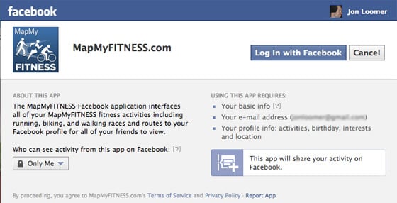 MapMyFitness Facebook App