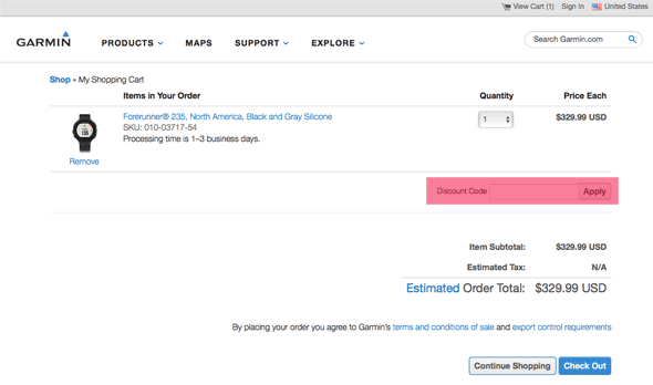 Using a Garmin Discount Code